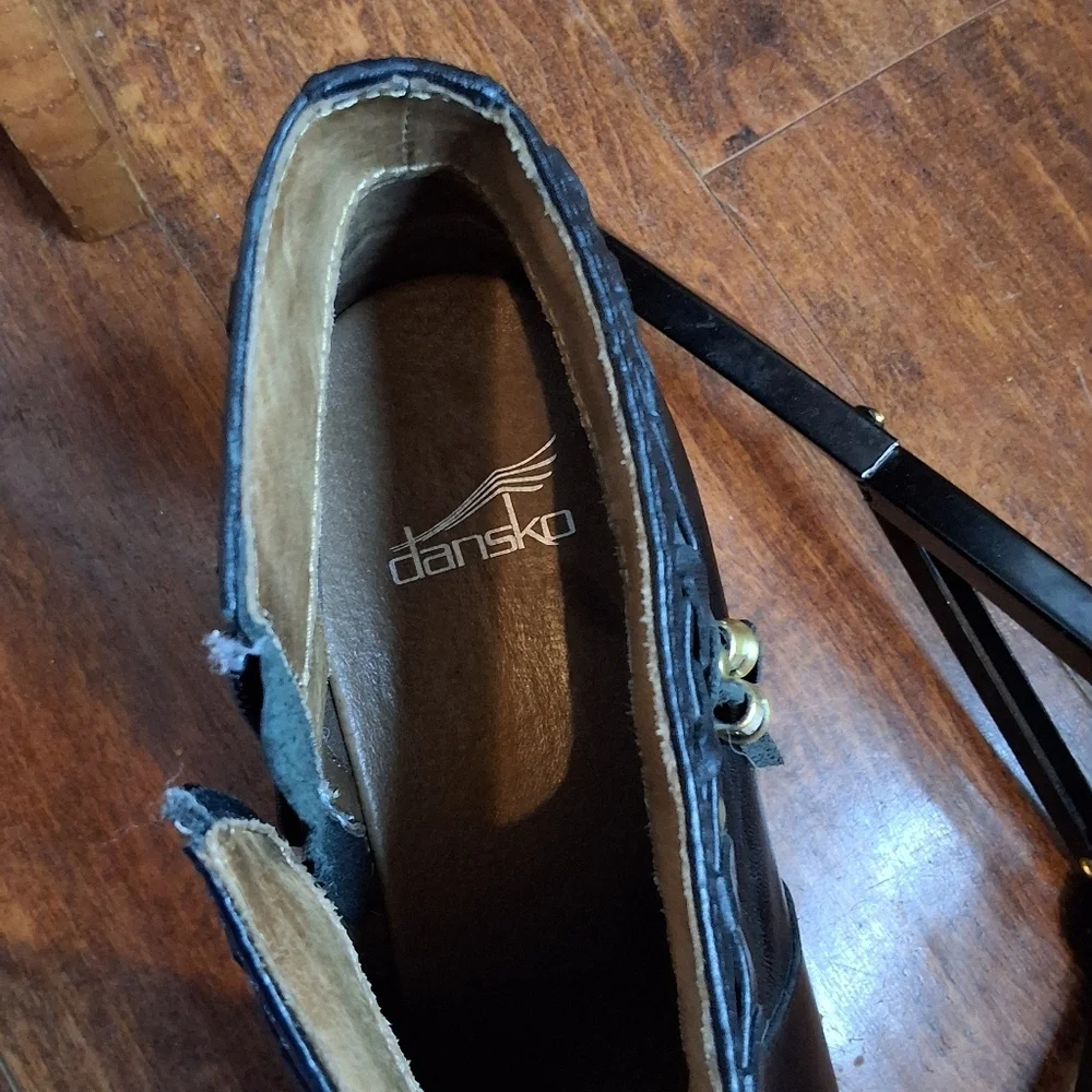 Dansko Dabney  Black Leather Patform Tassel Ankle Boots 41/11- 11.5